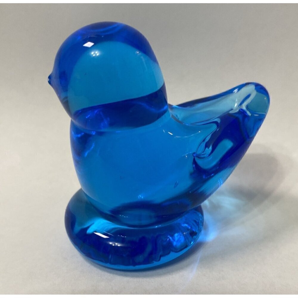 Bluebird Art Glass Paperweight Figurine 2" Signed - Illegible Signature